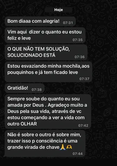 Depoimento leveza e gratid&atilde;o