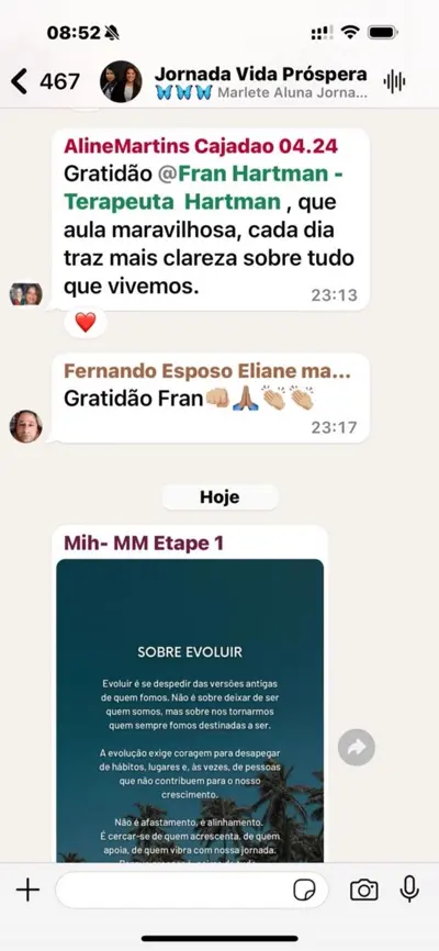 Depoimento grupo 467 membros