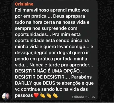 Depoimento Crislaine prop&oacute;sito